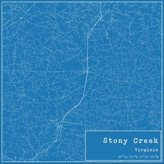 Blueprint US city map of Stony Creek, Virginia.