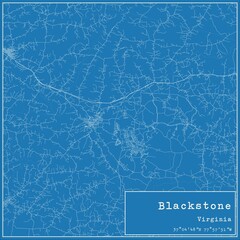Blueprint US city map of Blackstone, Virginia.