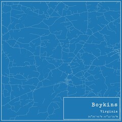 Blueprint US city map of Boykins, Virginia.