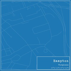 Blueprint US city map of Hampton, Virginia.