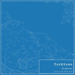 Blueprint US city map of Yorktown, Virginia.