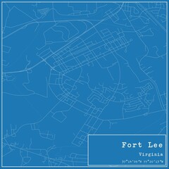 Blueprint US city map of Fort Lee, Virginia.