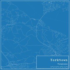 Blueprint US city map of Yorktown, Virginia.