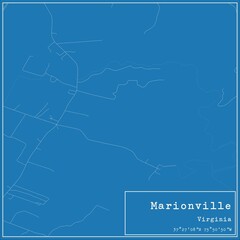 Blueprint US city map of Marionville, Virginia.