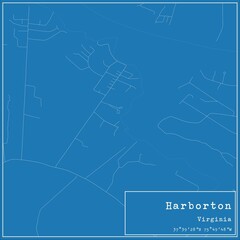 Blueprint US city map of Harborton, Virginia.