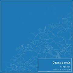 Blueprint US city map of Onancock, Virginia.