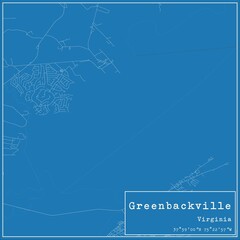 Blueprint US city map of Greenbackville, Virginia.