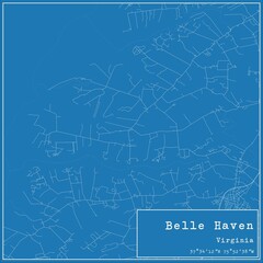 Blueprint US city map of Belle Haven, Virginia.