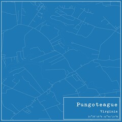 Blueprint US city map of Pungoteague, Virginia.