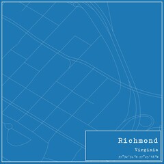 Blueprint US city map of Richmond, Virginia.