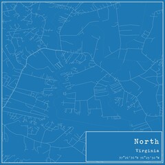 Blueprint US city map of North, Virginia.