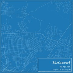 Blueprint US city map of Richmond, Virginia.