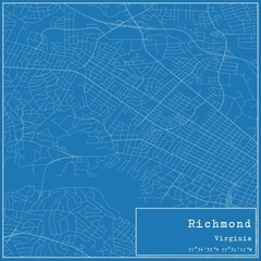 Blueprint US city map of Richmond, Virginia.