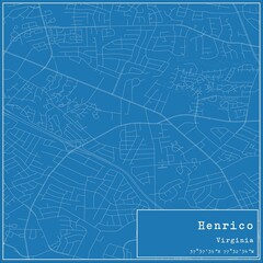 Blueprint US city map of Henrico, Virginia.