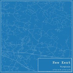 Blueprint US city map of New Kent, Virginia.