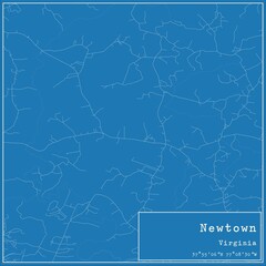 Blueprint US city map of Newtown, Virginia.