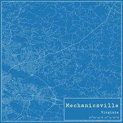 Blueprint US city map of Mechanicsville, Virginia.
