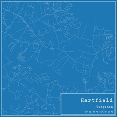 Blueprint US city map of Hartfield, Virginia.
