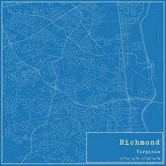 Blueprint US city map of Richmond, Virginia.