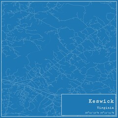 Blueprint US city map of Keswick, Virginia.