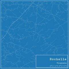 Blueprint US city map of Rochelle, Virginia.