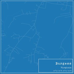 Blueprint US city map of Burgess, Virginia.