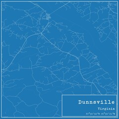 Blueprint US city map of Dunnsville, Virginia.