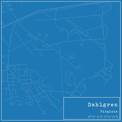 Fototapeta na wymiar Blueprint US city map of Dahlgren, Virginia.