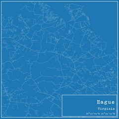 Blueprint US city map of Hague, Virginia.