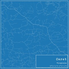 Blueprint US city map of Caret, Virginia.