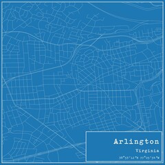 Blueprint US city map of Arlington, Virginia.