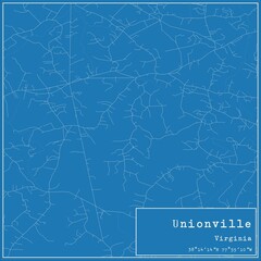 Blueprint US city map of Unionville, Virginia.