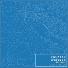 Blueprint US city map of Fairfax Station, Virginia.