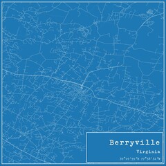 Blueprint US city map of Berryville, Virginia.
