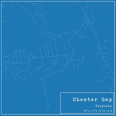 Blueprint US city map of Chester Gap, Virginia.