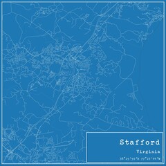 Blueprint US city map of Stafford, Virginia.