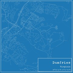 Blueprint US city map of Dumfries, Virginia.