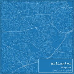 Blueprint US city map of Arlington, Virginia.