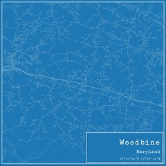 Blueprint US city map of Woodbine, Maryland.