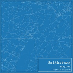Blueprint US city map of Smithsburg, Maryland.