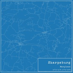 Blueprint US city map of Sharpsburg, Maryland.