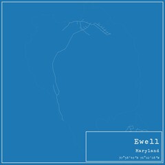 Blueprint US city map of Ewell, Maryland.