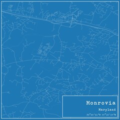Blueprint US city map of Monrovia, Maryland.