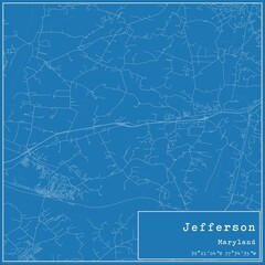 Blueprint US city map of Jefferson, Maryland.