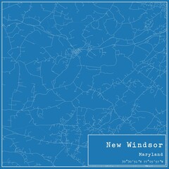 Blueprint US city map of New Windsor, Maryland.