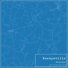 Blueprint US city map of Keedysville, Maryland.