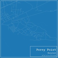 Blueprint US city map of Perry Point, Maryland.