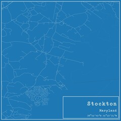 Blueprint US city map of Stockton, Maryland.