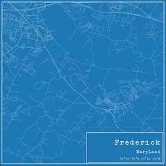 Blueprint US city map of Frederick, Maryland.