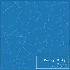 Blueprint US city map of Rocky Ridge, Maryland.